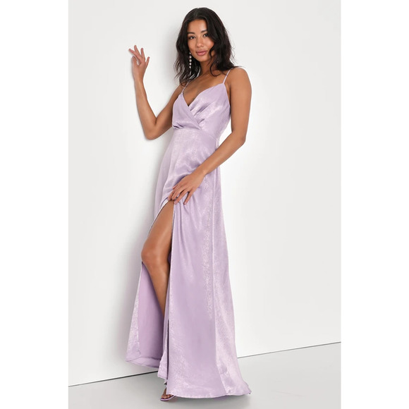 Lulus Dresses & Skirts - NWOT Constantine Lavender Satin Maxi Dress